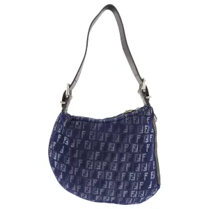 Fendi Denim FF Zucca Logo Zucchino Oyster Bag