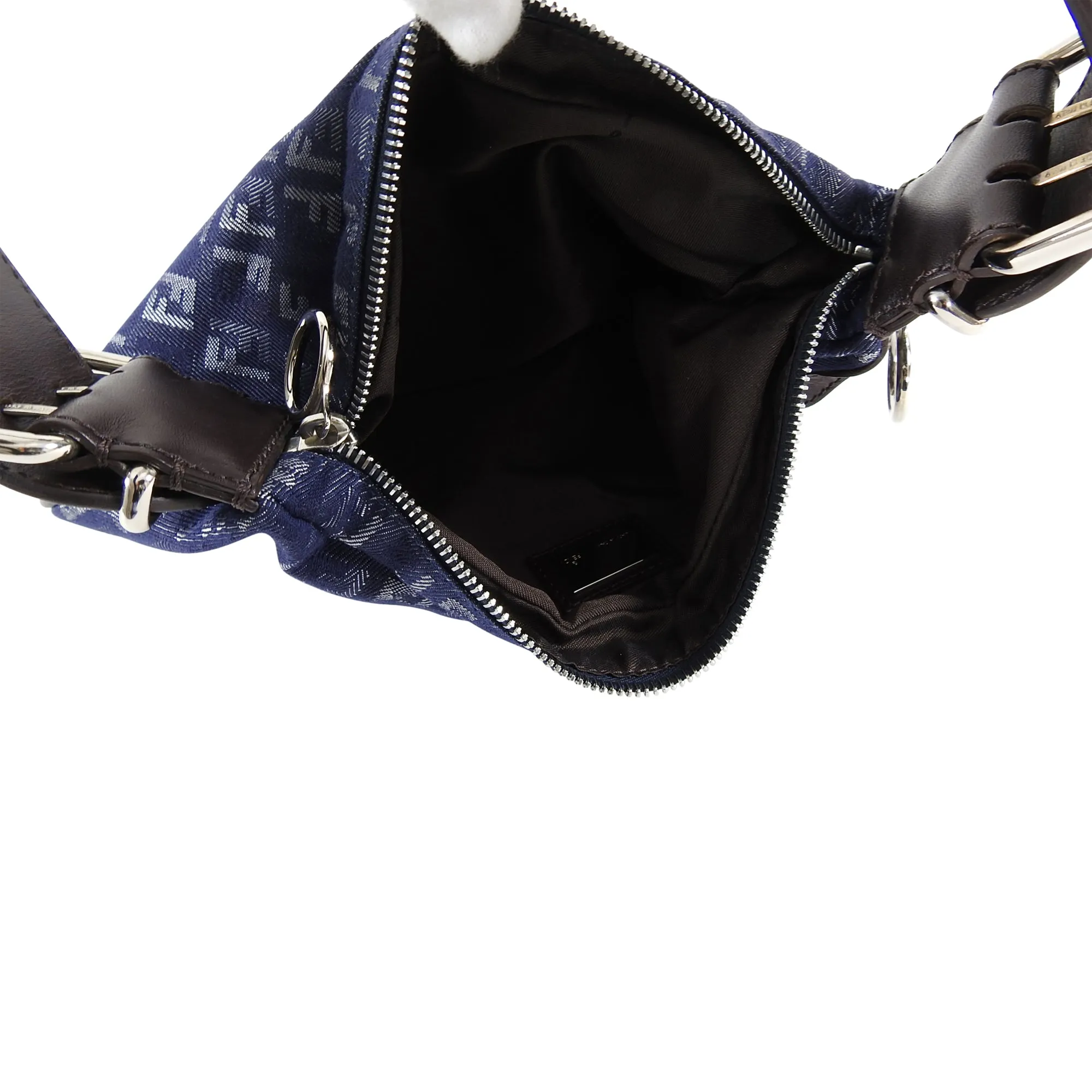 Fendi Denim FF Zucca Logo Zucchino Oyster Bag