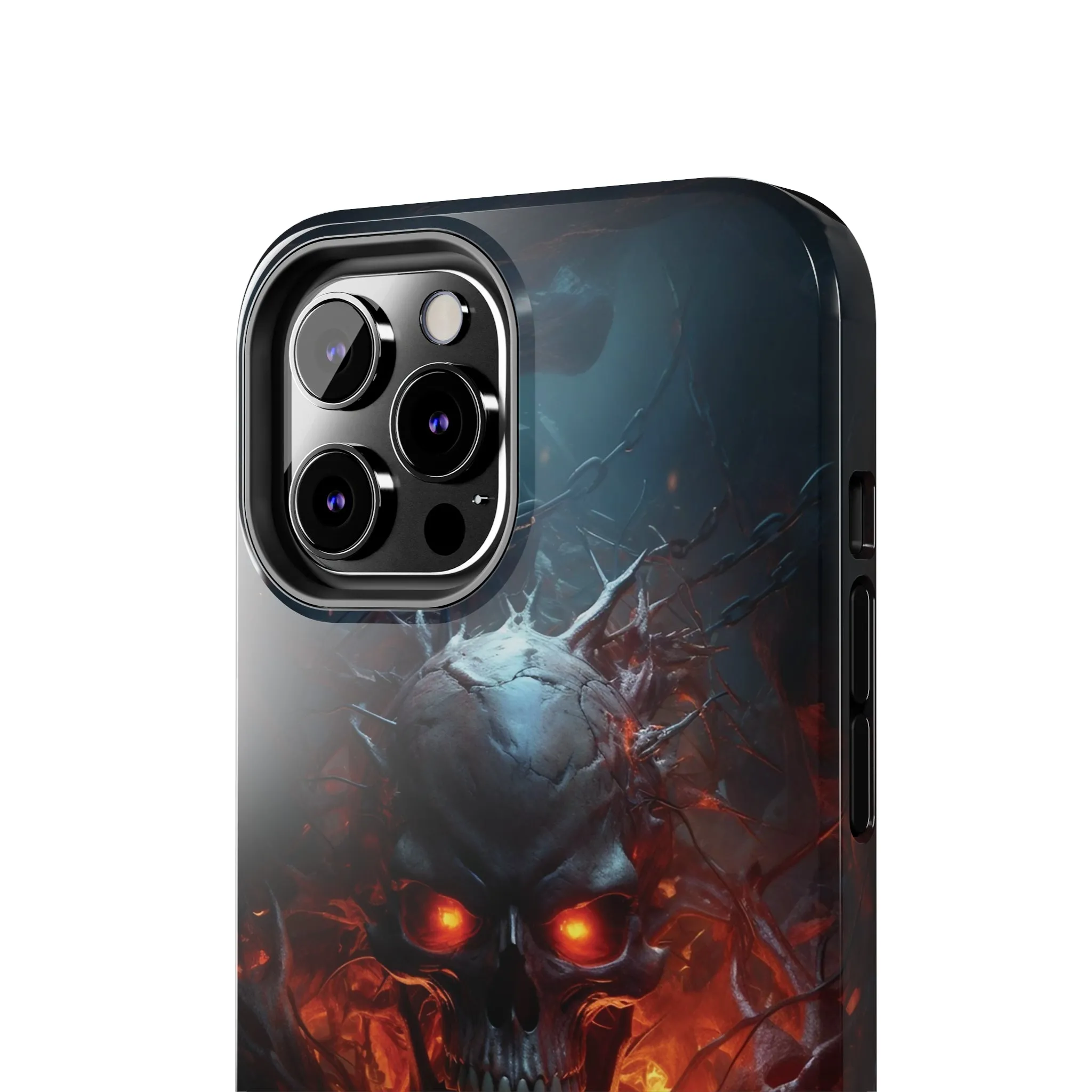 Fiery Skull iPhone Case, Flame Gothic Art Phone Cover, Unique Horror Style iPhone Accessory, Cool Tech Design for iPhone Models, Durable Phone Accessory Protective Cover for iPhone Models, Tough iPhone Case