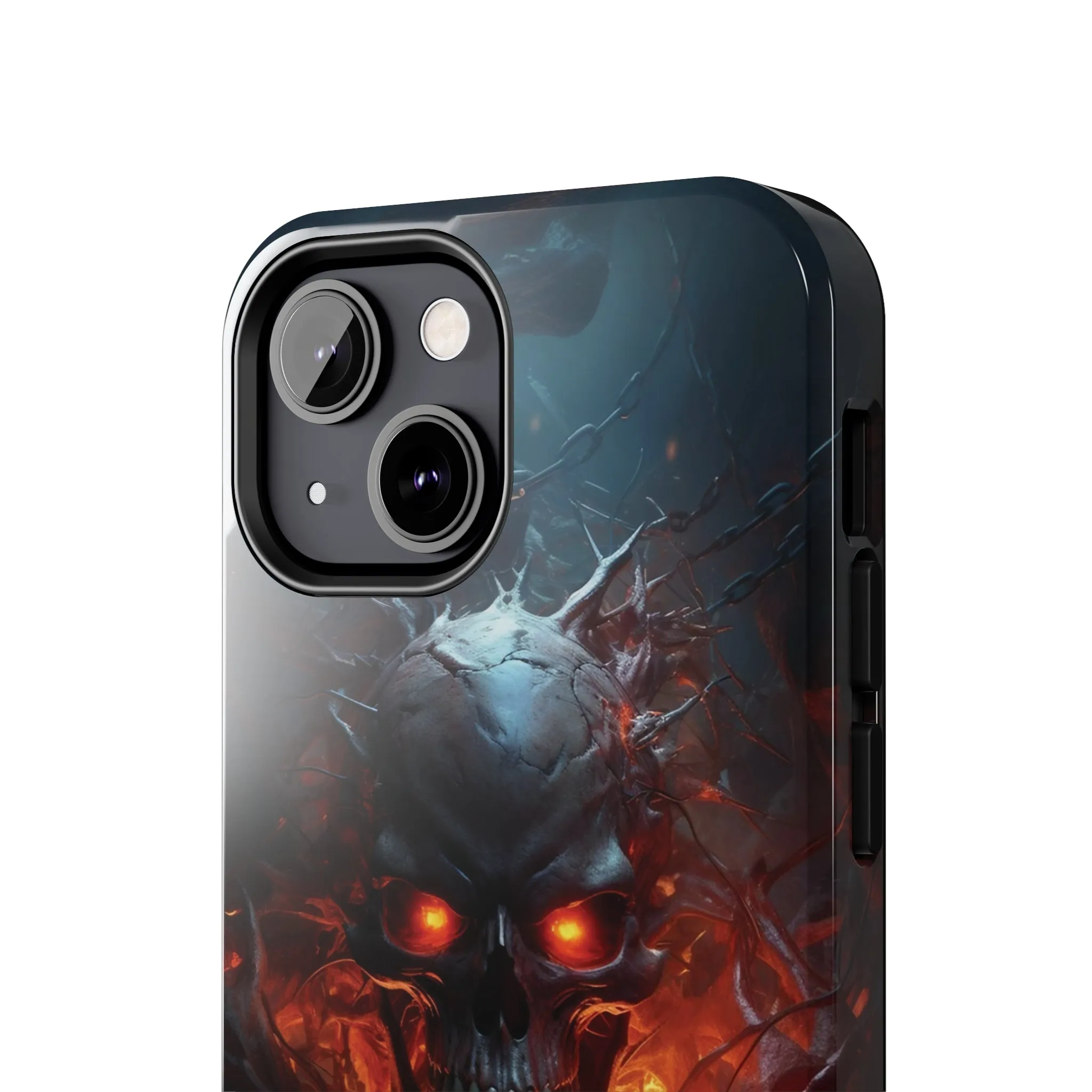 Fiery Skull iPhone Case, Flame Gothic Art Phone Cover, Unique Horror Style iPhone Accessory, Cool Tech Design for iPhone Models, Durable Phone Accessory Protective Cover for iPhone Models, Tough iPhone Case