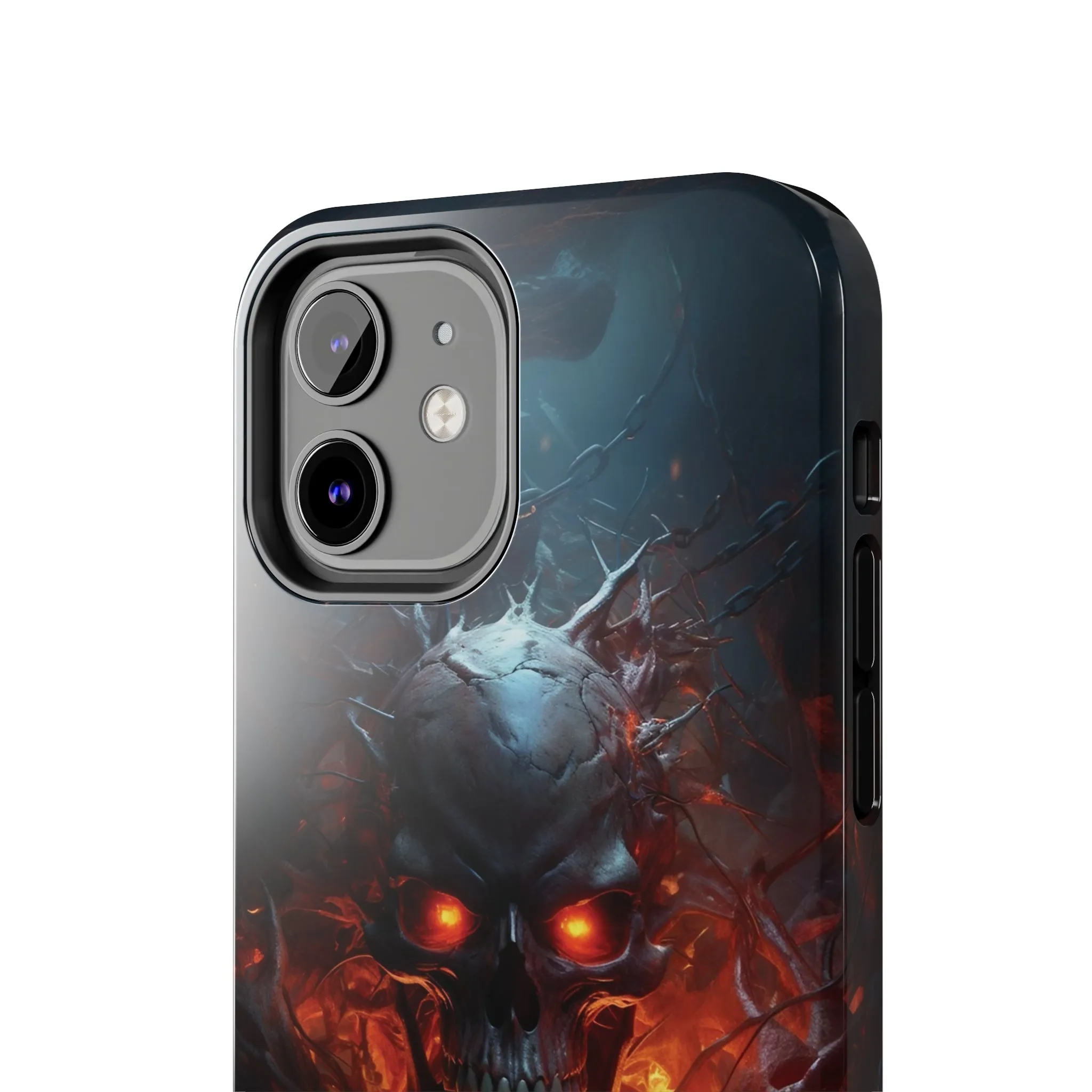 Fiery Skull iPhone Case, Flame Gothic Art Phone Cover, Unique Horror Style iPhone Accessory, Cool Tech Design for iPhone Models, Durable Phone Accessory Protective Cover for iPhone Models, Tough iPhone Case