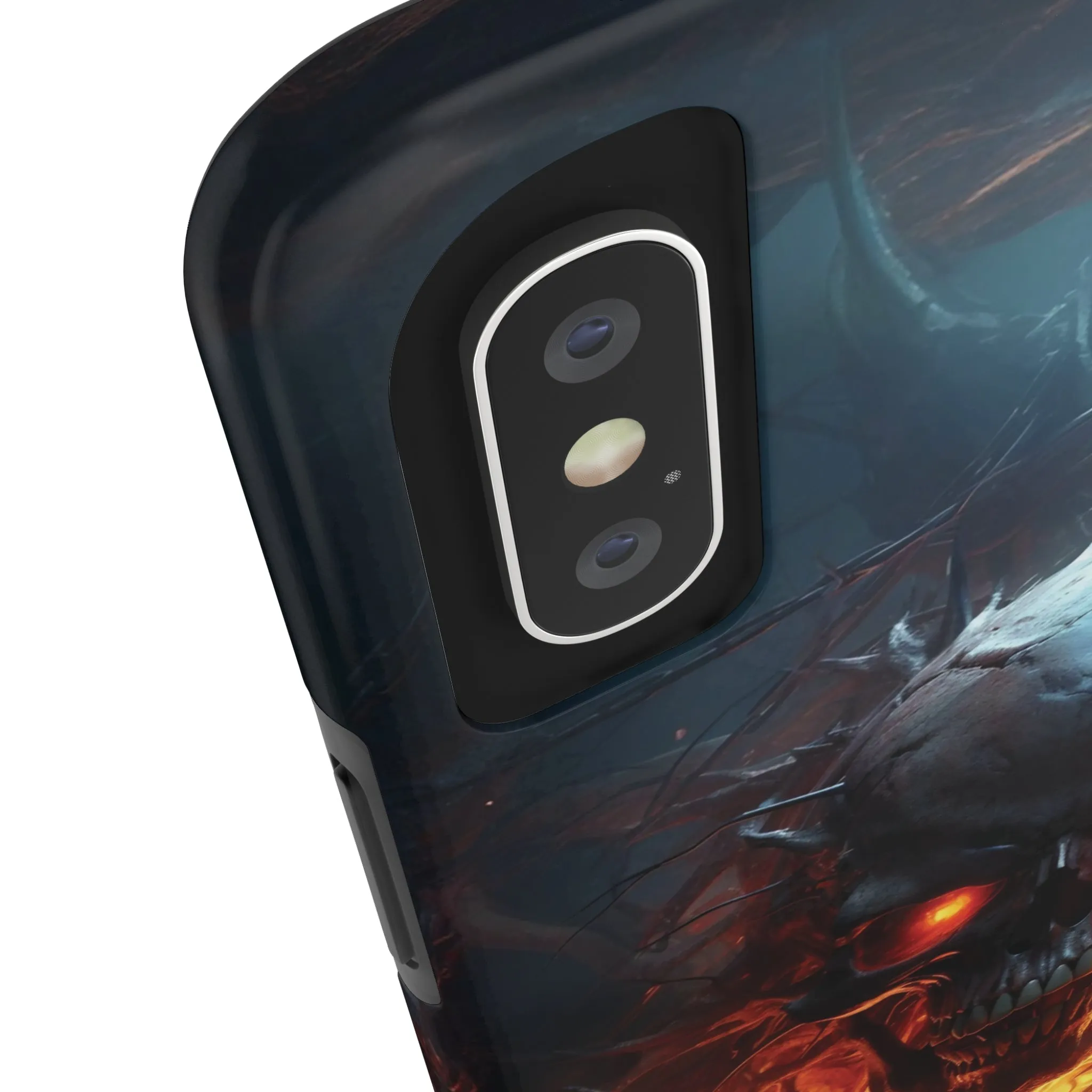 Fiery Skull iPhone Case, Flame Gothic Art Phone Cover, Unique Horror Style iPhone Accessory, Cool Tech Design for iPhone Models, Durable Phone Accessory Protective Cover for iPhone Models, Tough iPhone Case