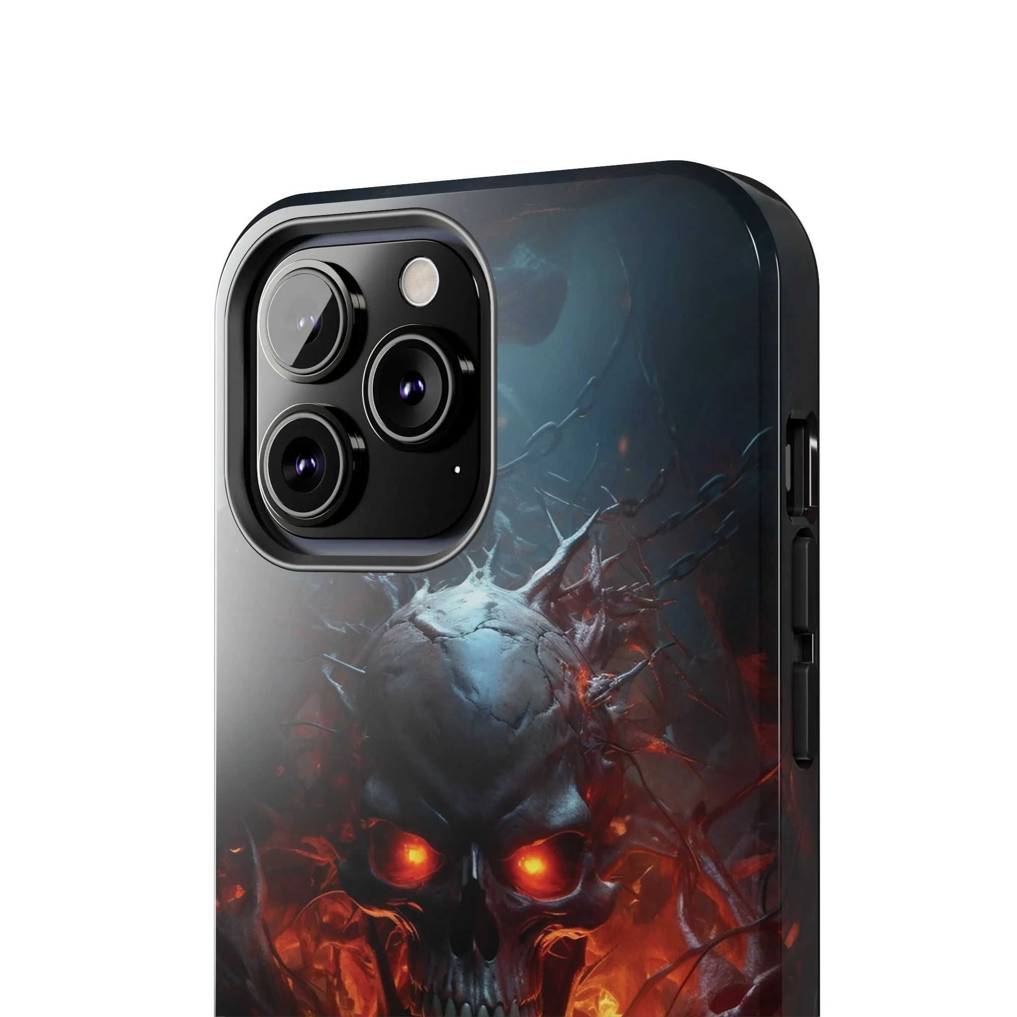 Fiery Skull iPhone Case, Flame Gothic Art Phone Cover, Unique Horror Style iPhone Accessory, Cool Tech Design for iPhone Models, Durable Phone Accessory Protective Cover for iPhone Models, Tough iPhone Case