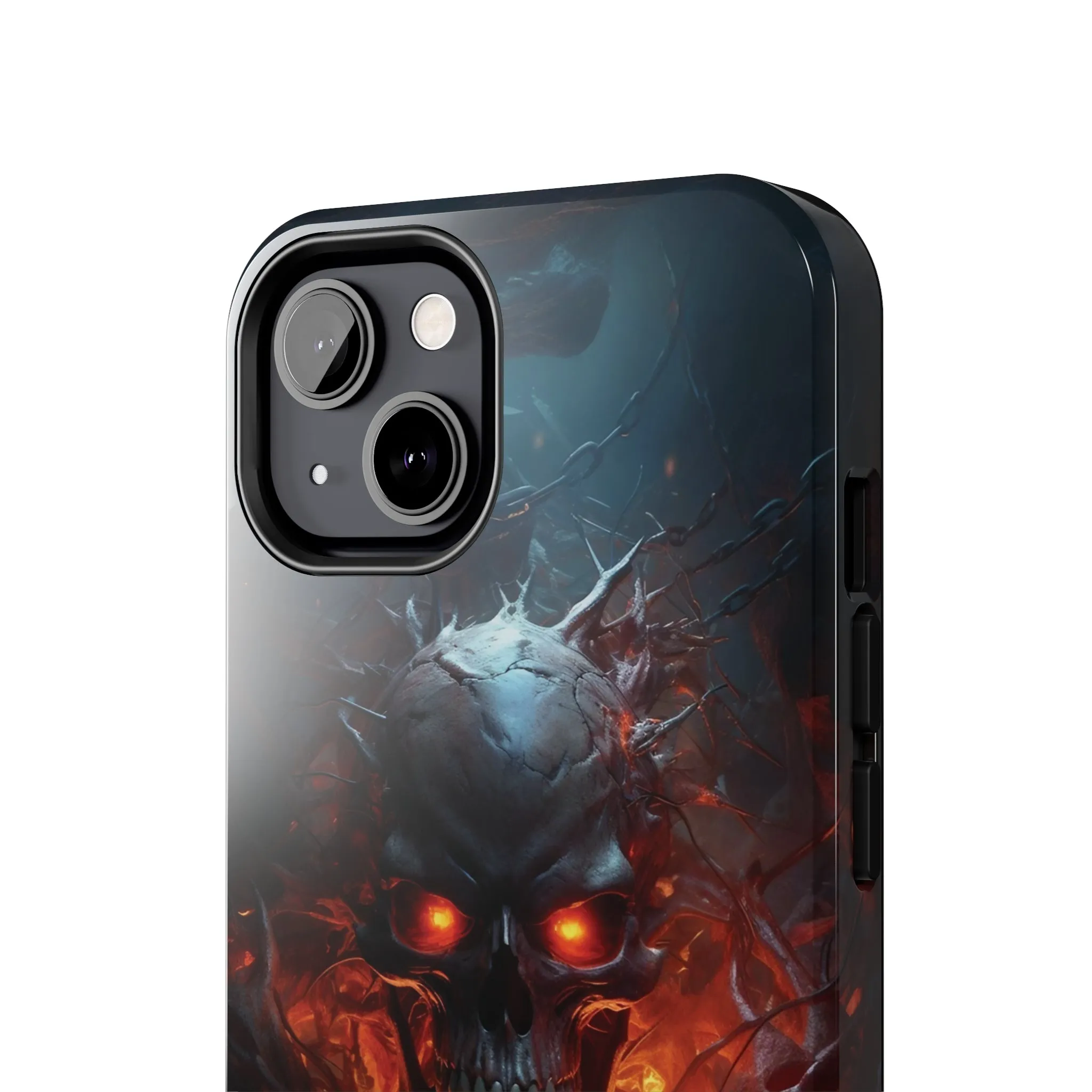 Fiery Skull iPhone Case, Flame Gothic Art Phone Cover, Unique Horror Style iPhone Accessory, Cool Tech Design for iPhone Models, Durable Phone Accessory Protective Cover for iPhone Models, Tough iPhone Case
