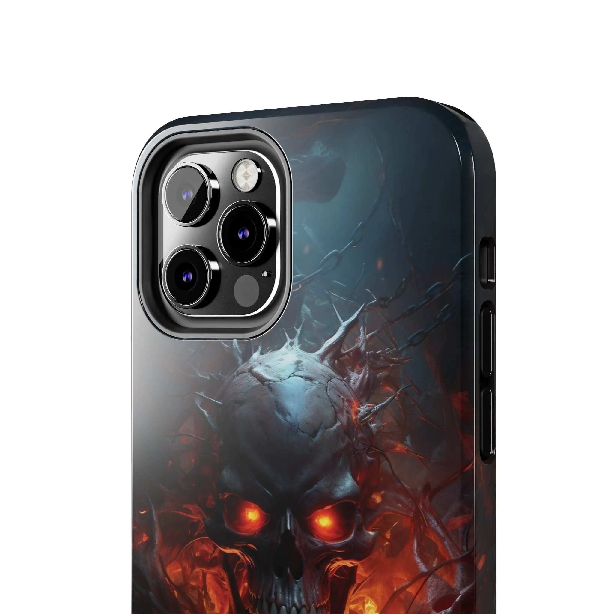 Fiery Skull iPhone Case, Flame Gothic Art Phone Cover, Unique Horror Style iPhone Accessory, Cool Tech Design for iPhone Models, Durable Phone Accessory Protective Cover for iPhone Models, Tough iPhone Case
