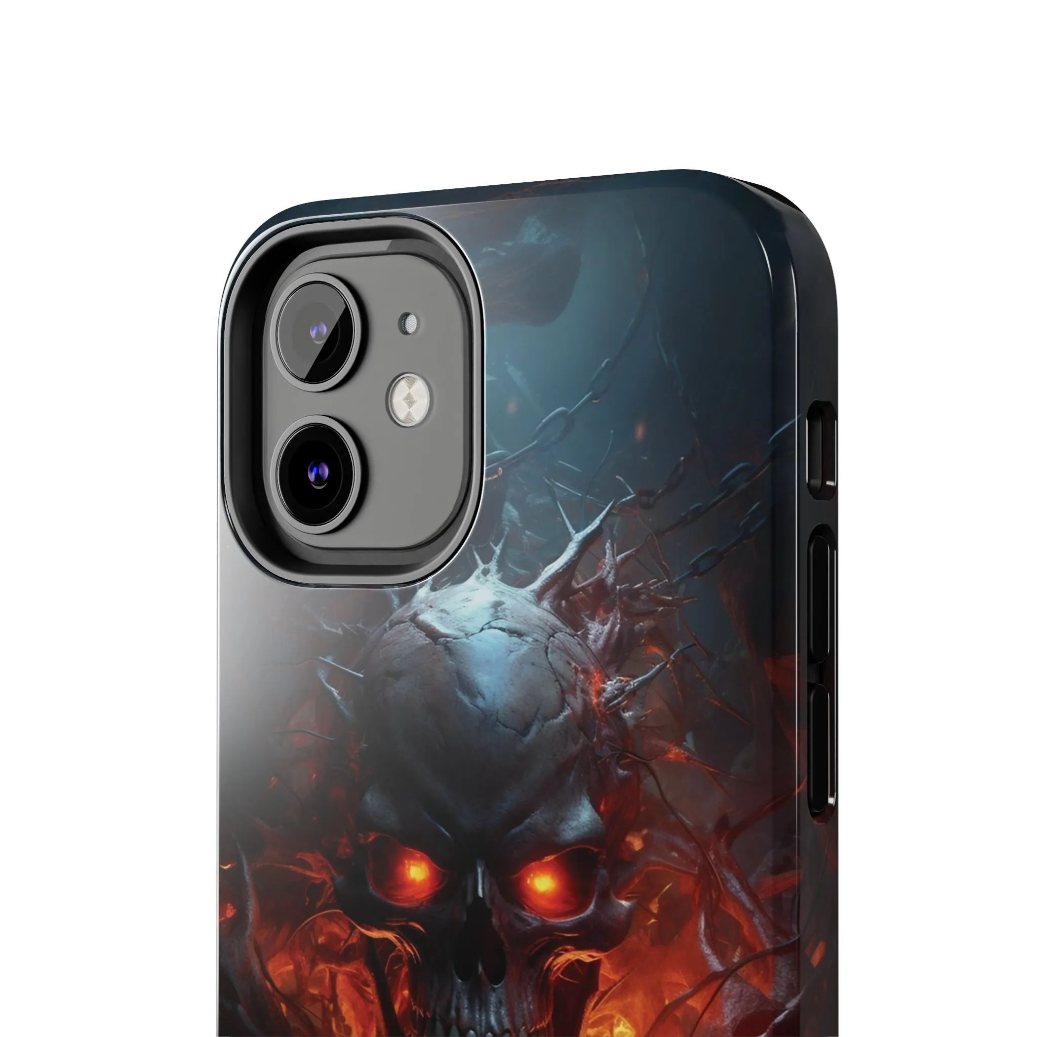 Fiery Skull iPhone Case, Flame Gothic Art Phone Cover, Unique Horror Style iPhone Accessory, Cool Tech Design for iPhone Models, Durable Phone Accessory Protective Cover for iPhone Models, Tough iPhone Case