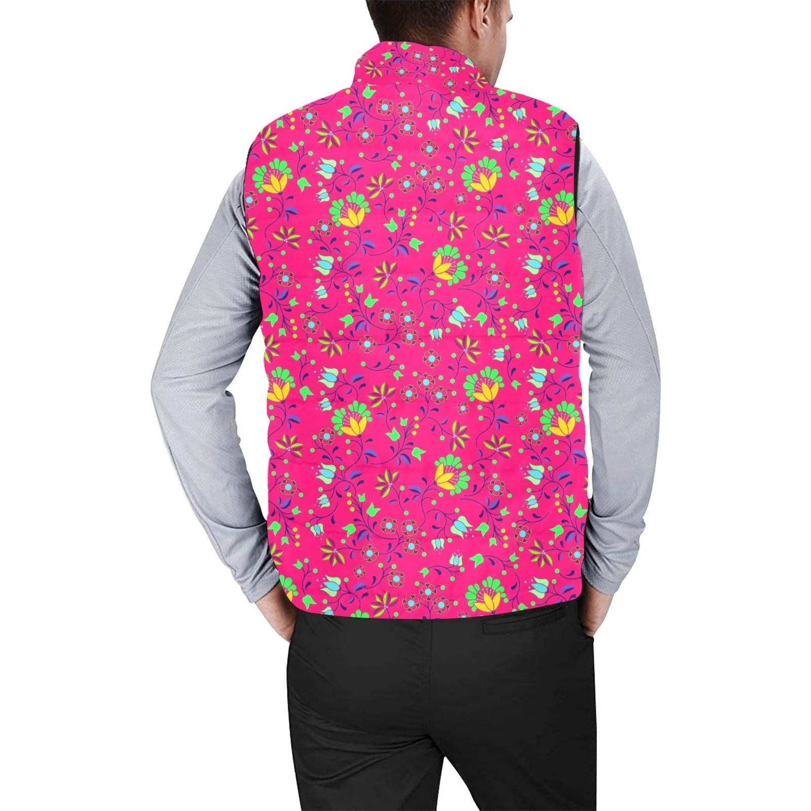 Fleur Indigine Rouge Men's Padded Vest Jacket