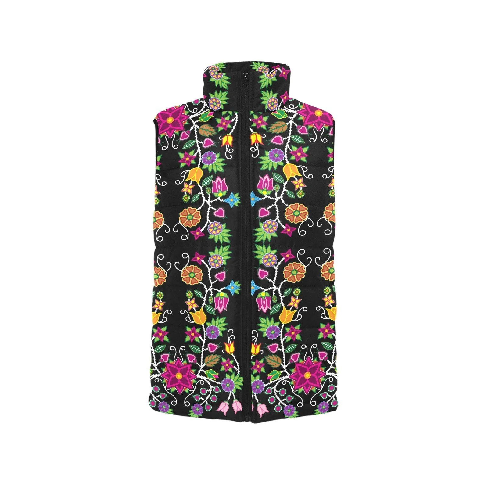 Floral Beadwork Men's Padded Vest Jacket
