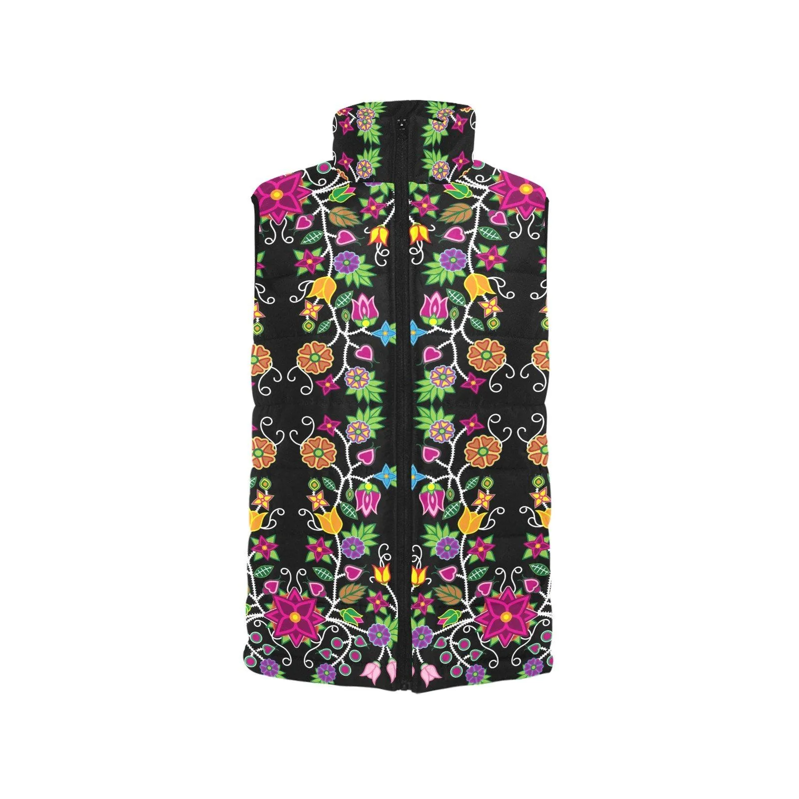 Floral Beadwork Women's Padded Vest Jacket