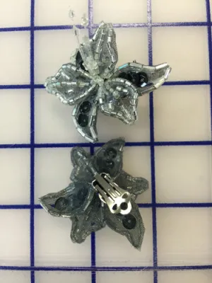 Flower Clips Black/Silver Pairs Close-Out