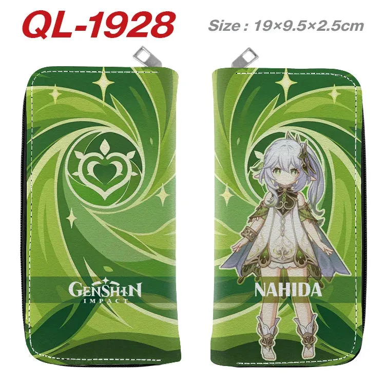 Genshin Impact Anime Cartoon Colourful  Zipper Wallet Portable Long Coin Purse with Card Holder