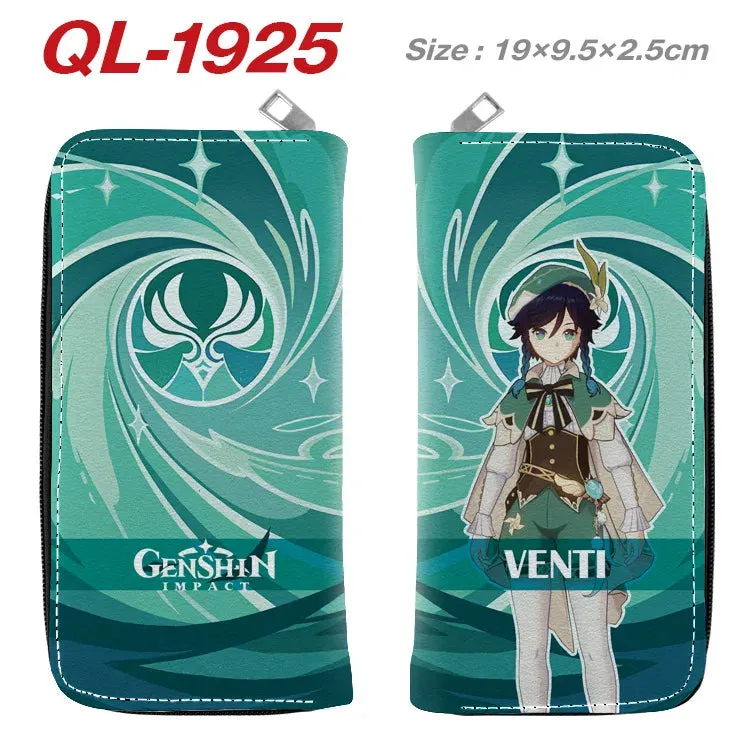 Genshin Impact Anime Cartoon Colourful  Zipper Wallet Portable Long Coin Purse with Card Holder