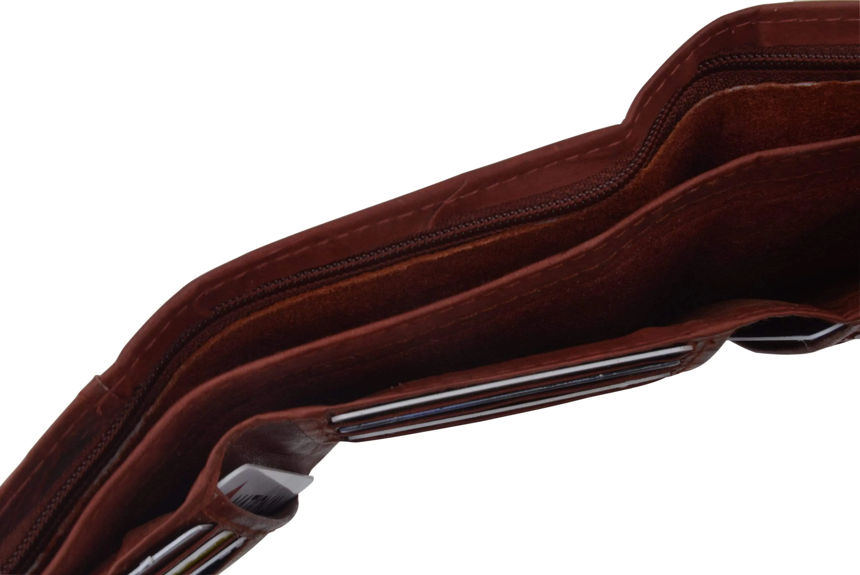 Genuine Cowhide Leather Credit Card Holder with Outside ID Window Trifold Wallet 1355 CF