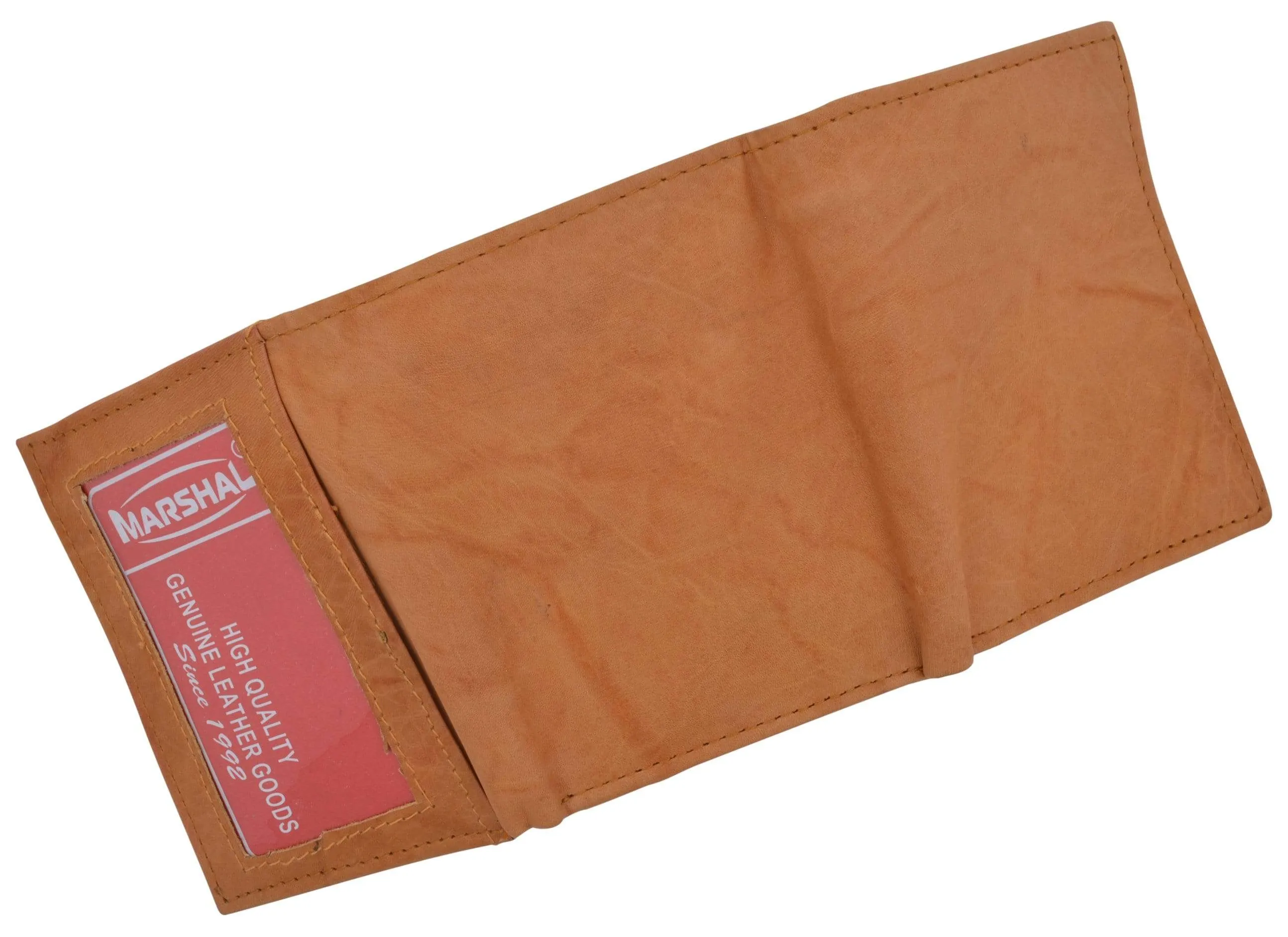 Genuine Cowhide Leather Credit Card Holder with Outside ID Window Trifold Wallet 1355 CF