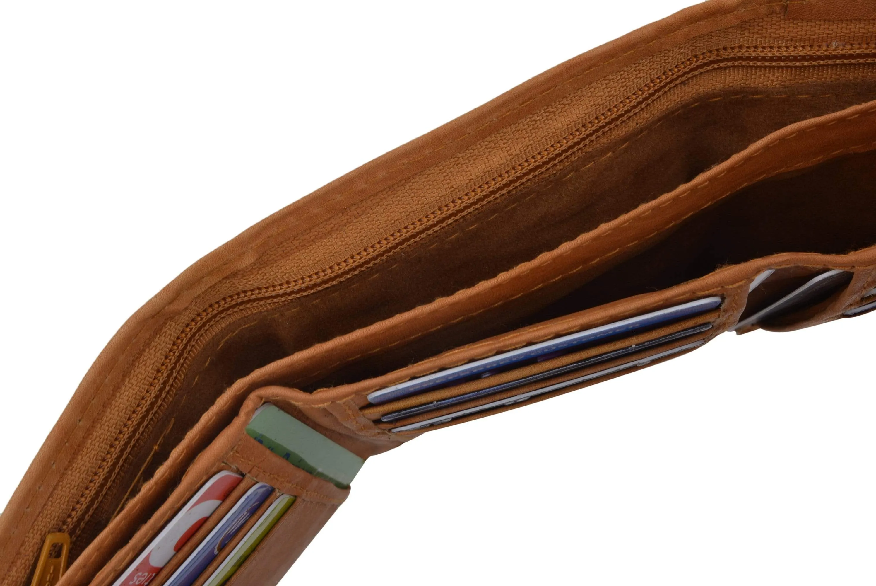 Genuine Cowhide Leather Credit Card Holder with Outside ID Window Trifold Wallet 1355 CF