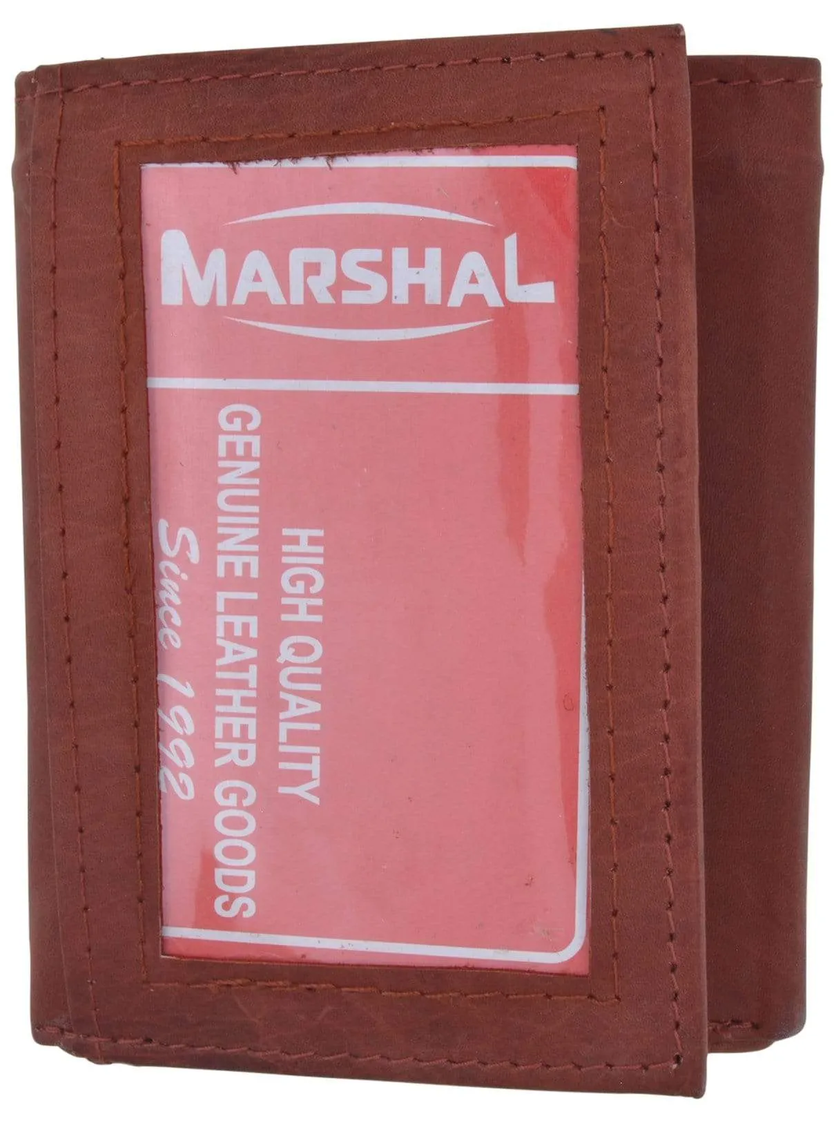 Genuine Cowhide Leather Credit Card Holder with Outside ID Window Trifold Wallet 1355 CF