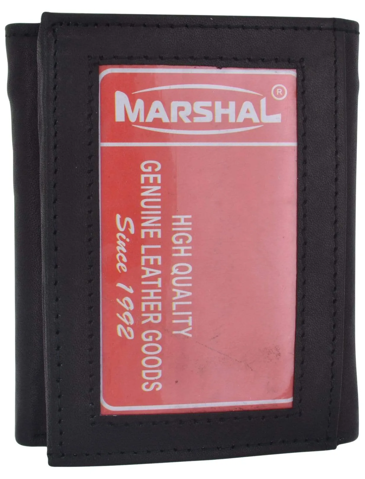 Genuine Cowhide Leather Credit Card Holder with Outside ID Window Trifold Wallet 1355 CF