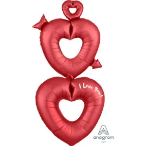 Giant Red Satin Open Heart Foil Balloon