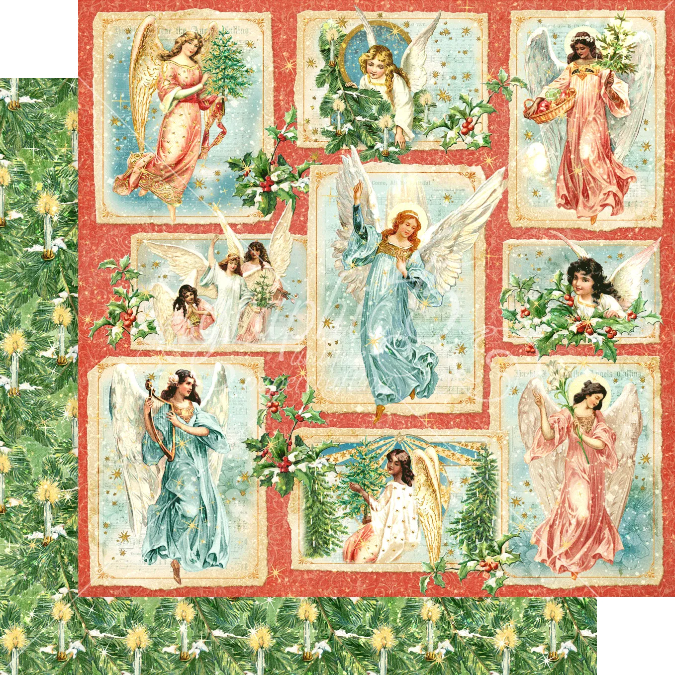 Graphic 45 - Joy To The World Double-Sided Cardstock 12 inch X12 inch  - Radiant Beams