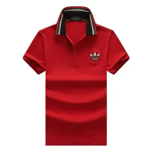 GUC Classic Side crested Logo Striped Collar Polo- Wine