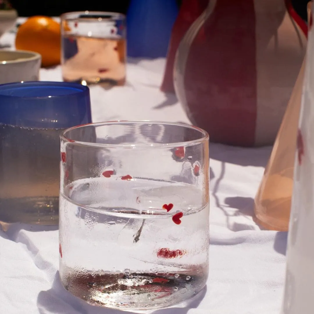 Hearts glass tumbler