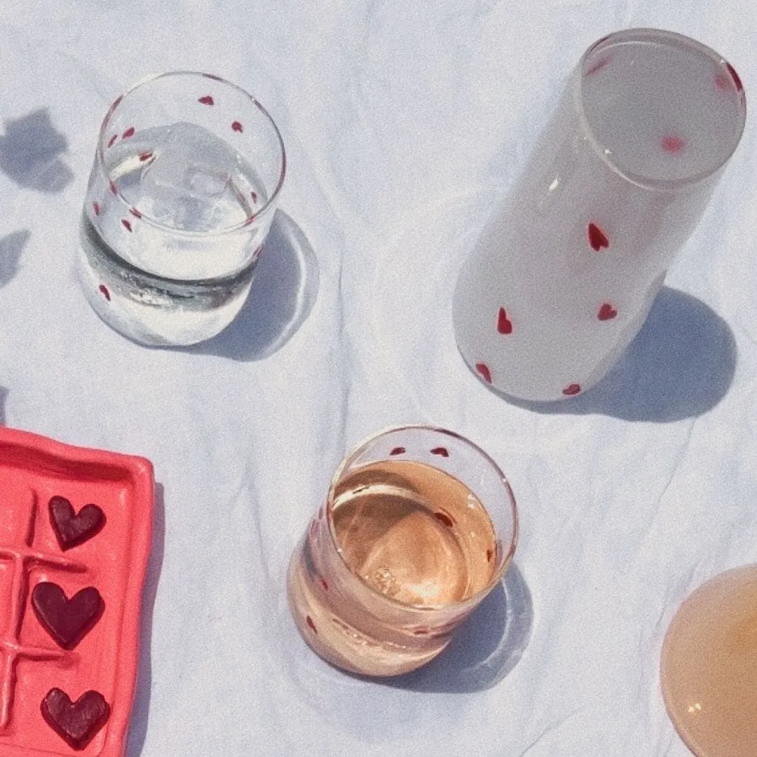 Hearts glass tumbler