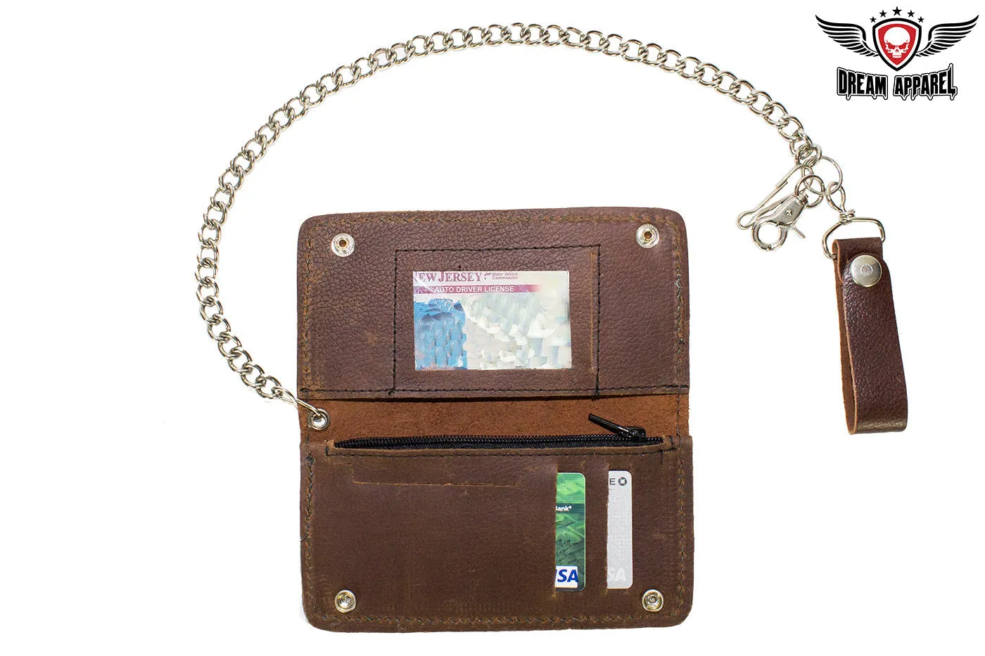 Heavy Duty Dark Brown Leather Chain Wallet