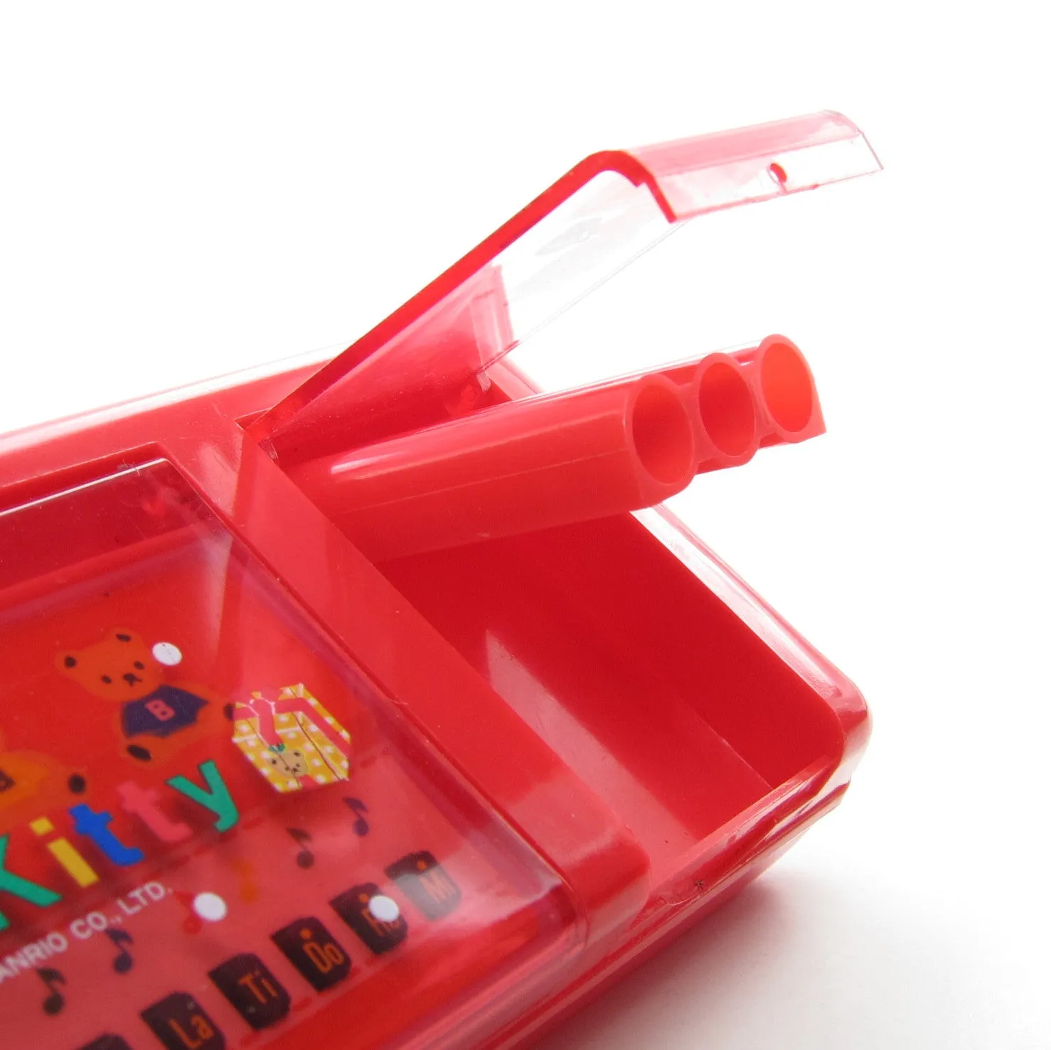 Hello Kitty Pencil Box Case Vintage 1992 with Miniature Piano, Pencil Sharpener