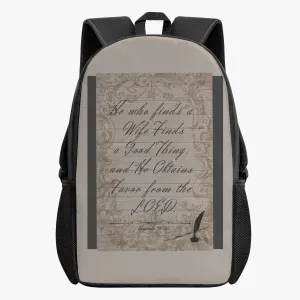 His Proverbs 18:22 Vitage Matching Backpack