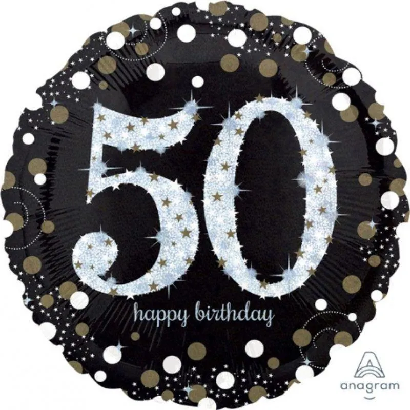 Holographic Sparkling 50th Birthday Foil Balloon - 71cm