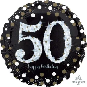 Holographic Sparkling 50th Birthday Foil Balloon - 71cm