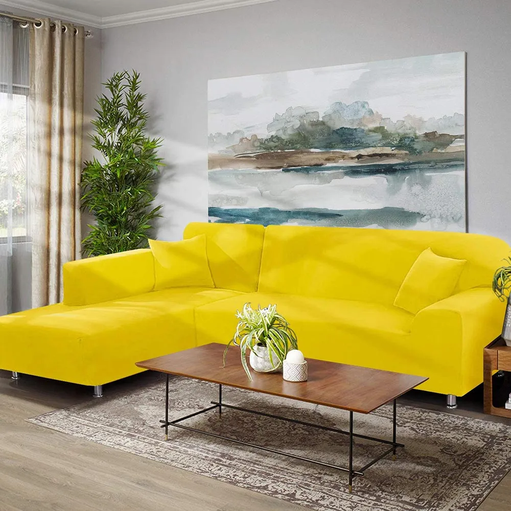 Jacquard Solid Color L-Shaped Sofa Cover (3 Seater 3 Seater)