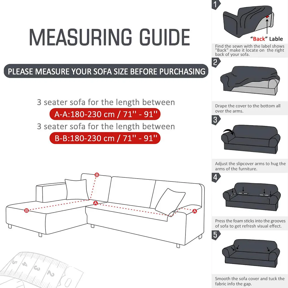 Jacquard Solid Color L-Shaped Sofa Cover (3 Seater 3 Seater)