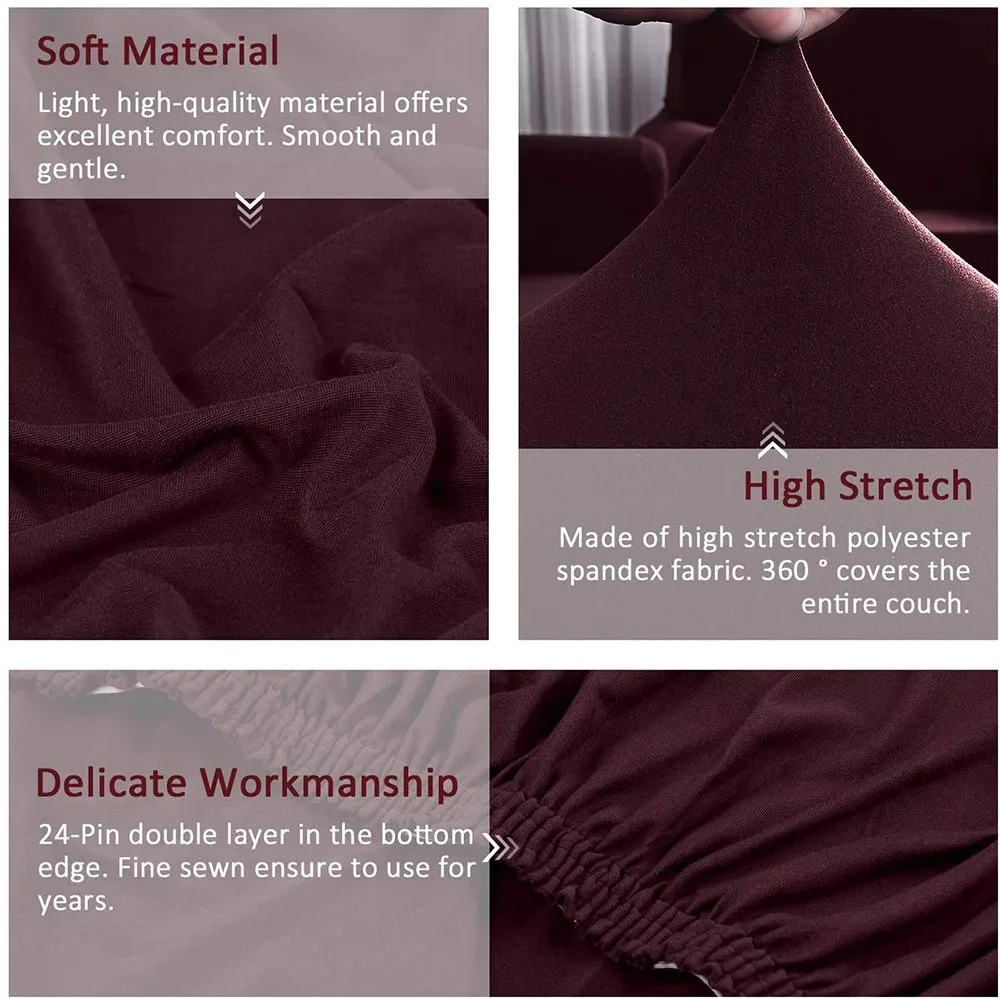 Jacquard Solid Color L-Shaped Sofa Cover (3 Seater 3 Seater)