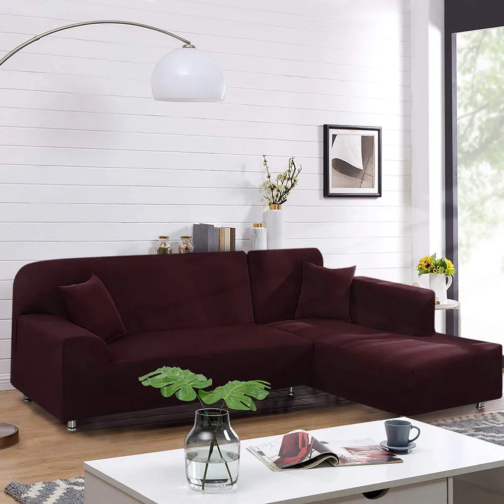 Jacquard Solid Color L-Shaped Sofa Cover (3 Seater 3 Seater)