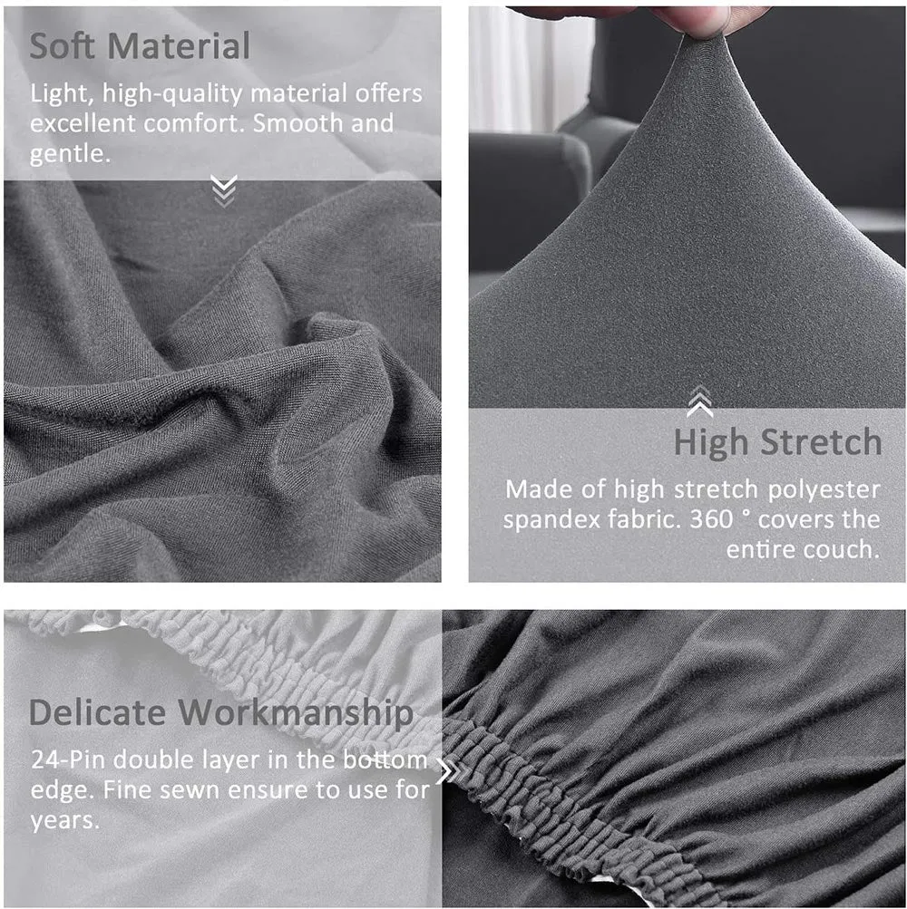 Jacquard Solid Color L-Shaped Sofa Cover (3 Seater 3 Seater)