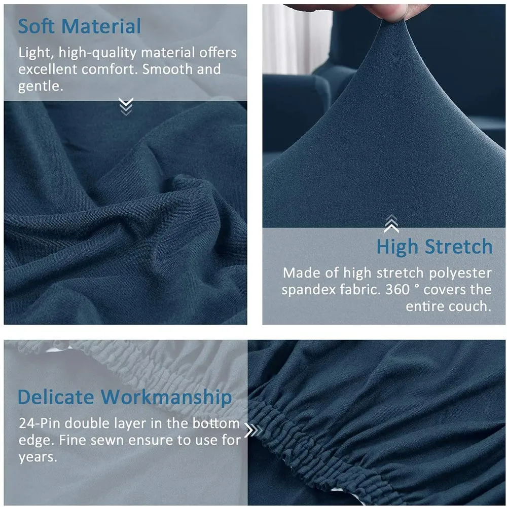 Jacquard Solid Color L-Shaped Sofa Cover (3 Seater 3 Seater)