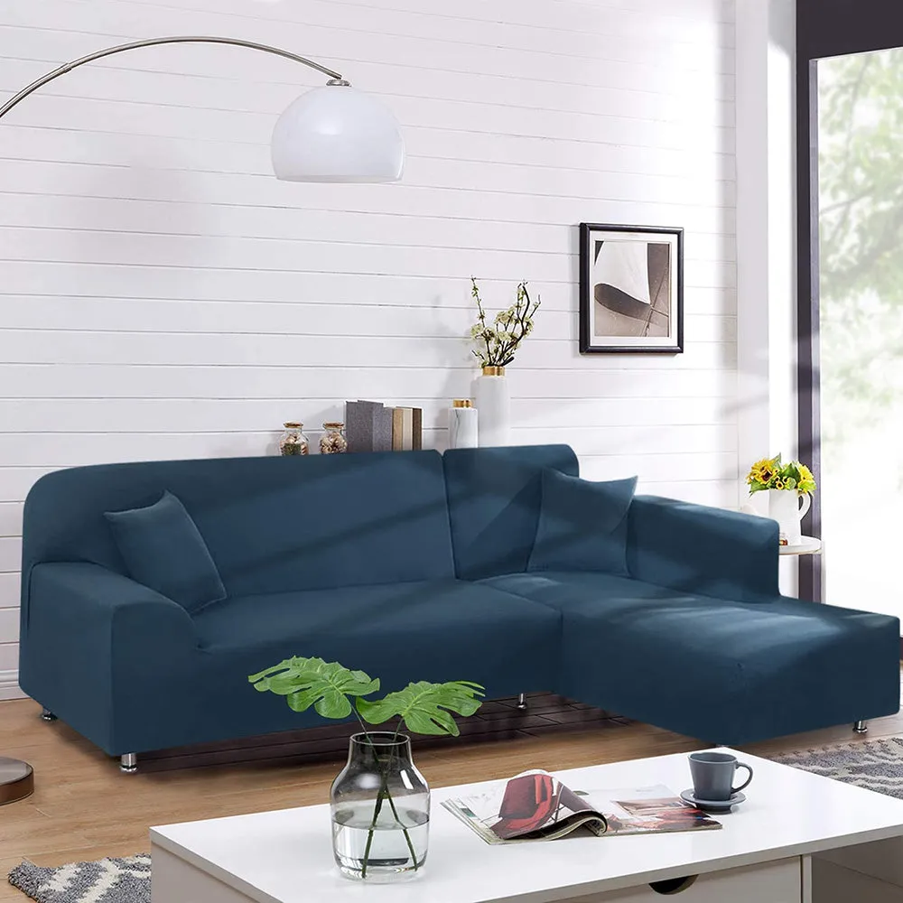 Jacquard Solid Color L-Shaped Sofa Cover (3 Seater 3 Seater)