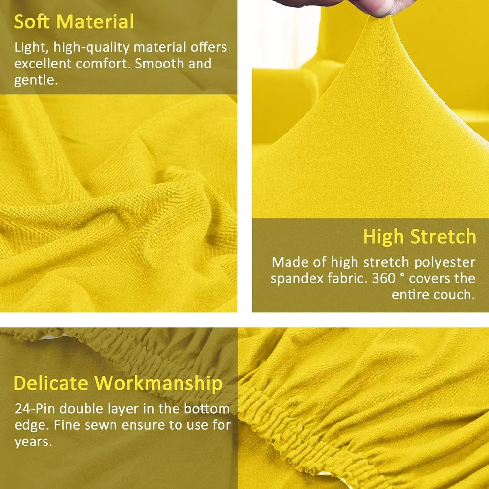 Jacquard Solid Color L-Shaped Sofa Cover (3 Seater 3 Seater)