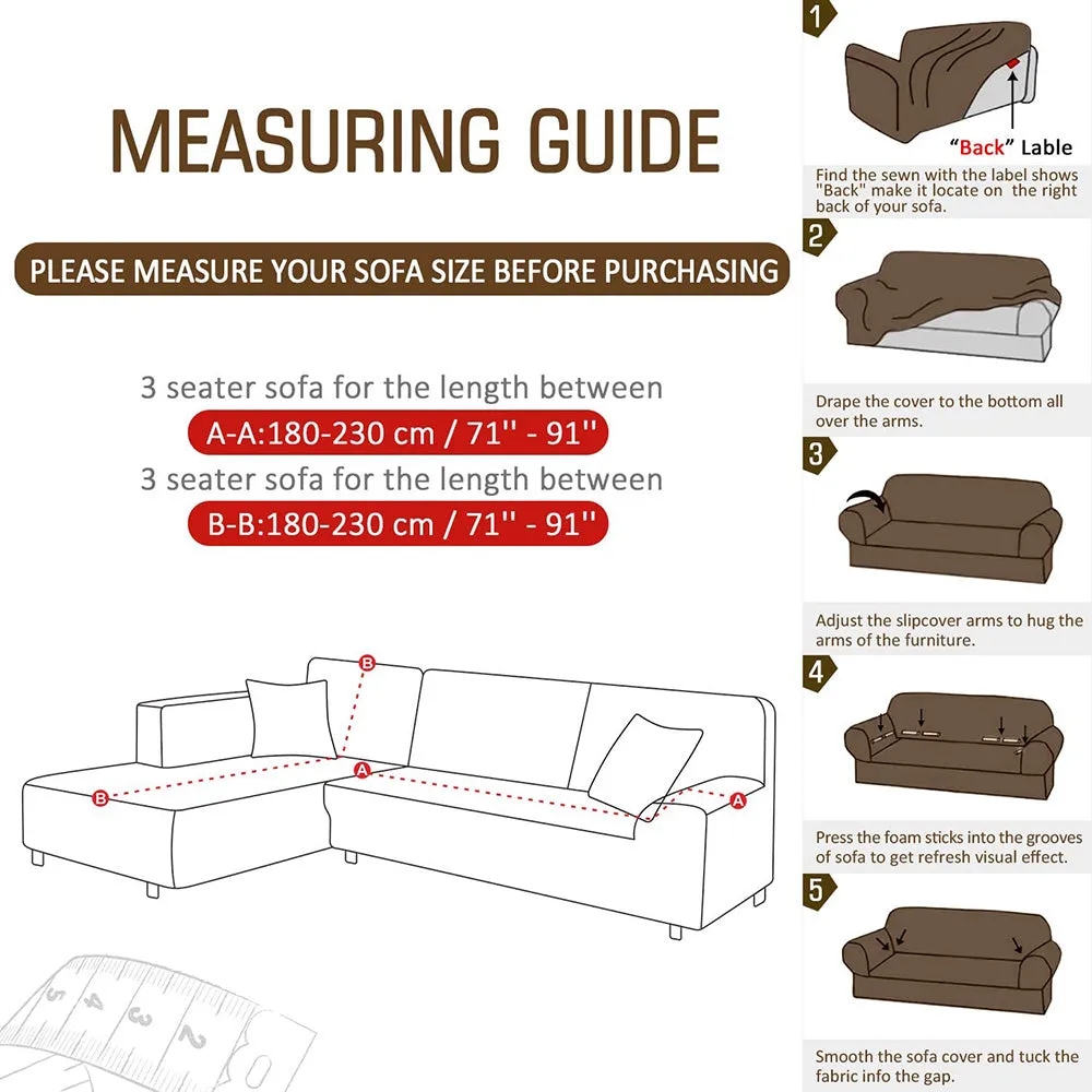 Jacquard Solid Color L-Shaped Sofa Cover (3 Seater 3 Seater)