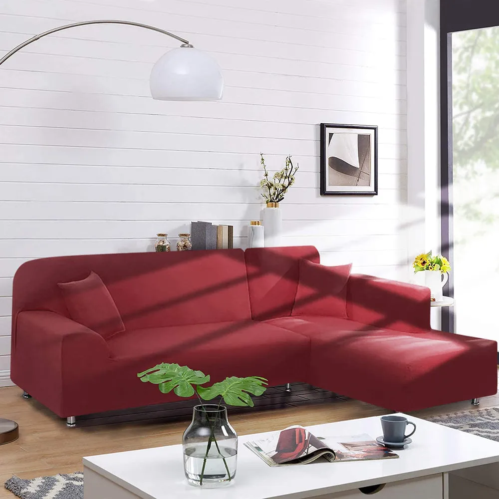 Jacquard Solid Color L-Shaped Sofa Cover (3 Seater 3 Seater)