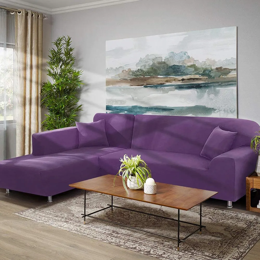 Jacquard Solid Color L-Shaped Sofa Cover (3 Seater 3 Seater)