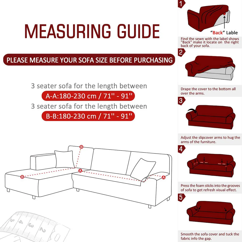 Jacquard Solid Color L-Shaped Sofa Cover (3 Seater 3 Seater)