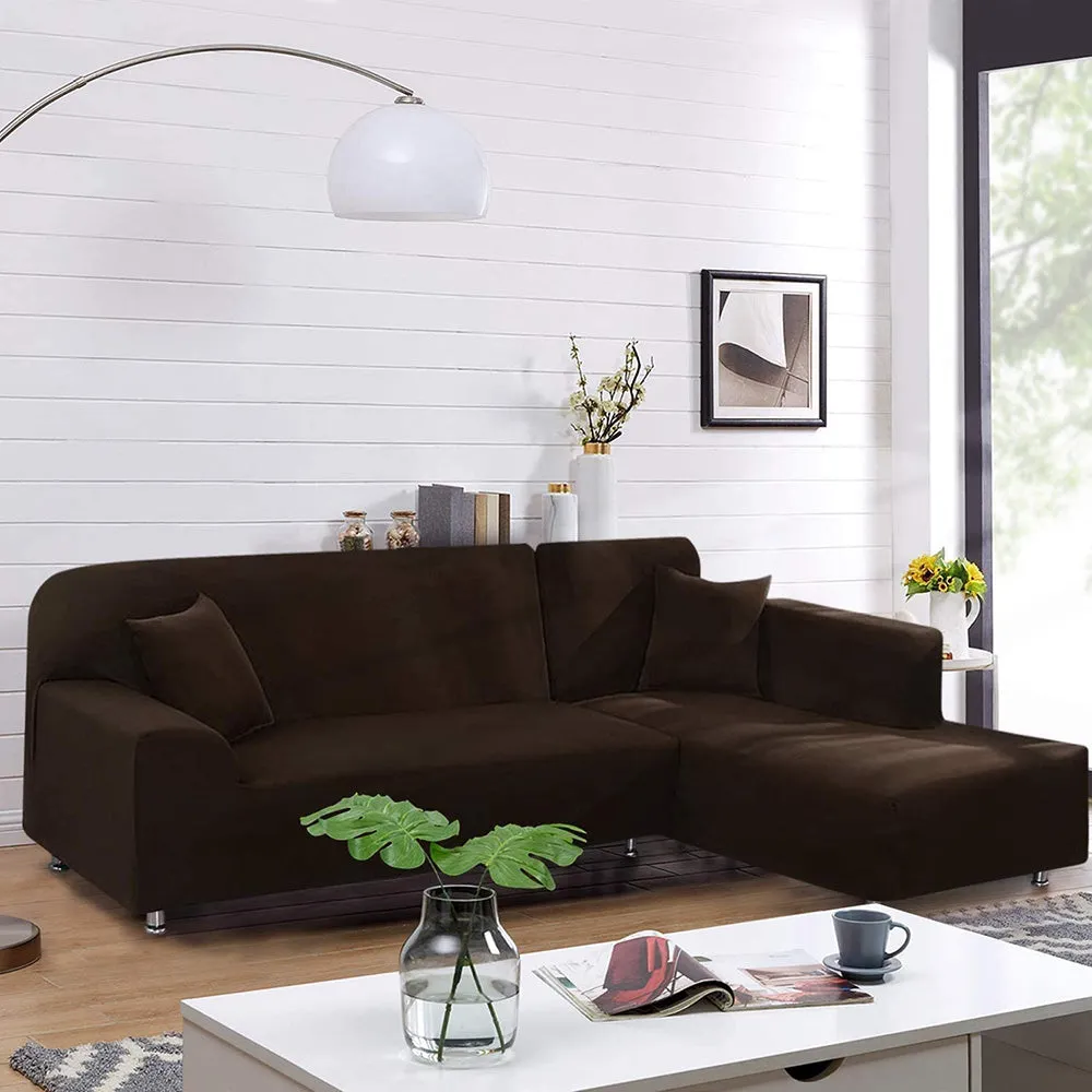 Jacquard Solid Color L-Shaped Sofa Cover (3 Seater 3 Seater)