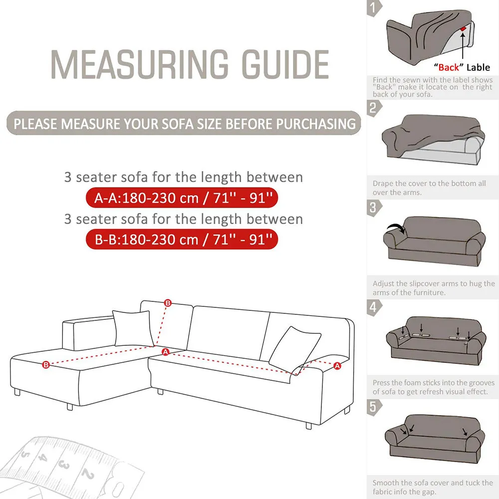 Jacquard Solid Color L-Shaped Sofa Cover (3 Seater 3 Seater)