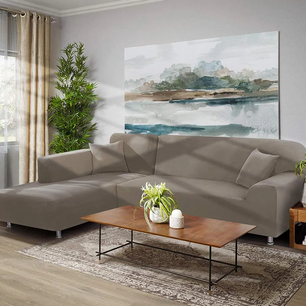 Jacquard Solid Color L-Shaped Sofa Cover (3 Seater 3 Seater)