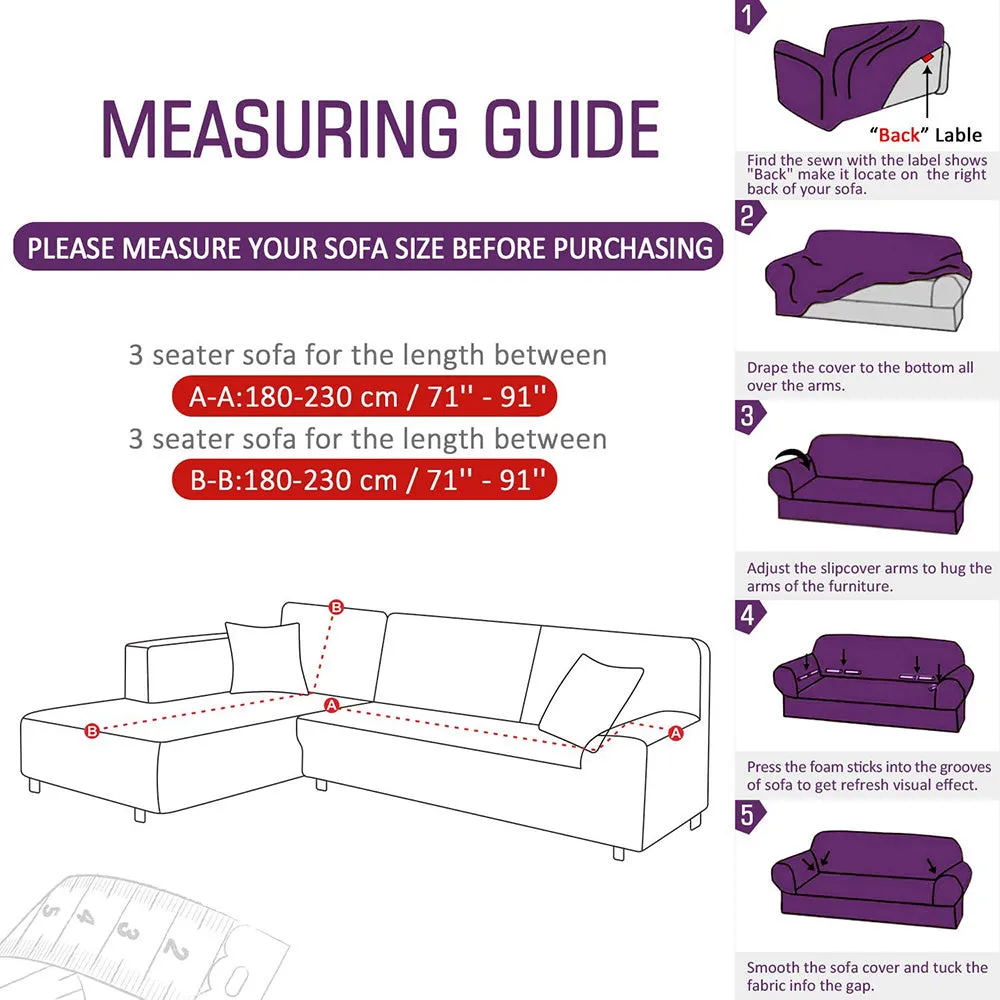 Jacquard Solid Color L-Shaped Sofa Cover (3 Seater 3 Seater)