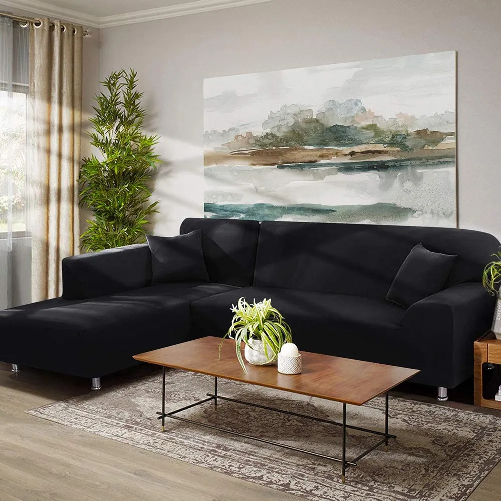 Jacquard Solid Color L-Shaped Sofa Cover (3 Seater 3 Seater)