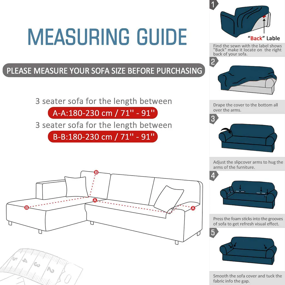 Jacquard Solid Color L-Shaped Sofa Cover (3 Seater 3 Seater)