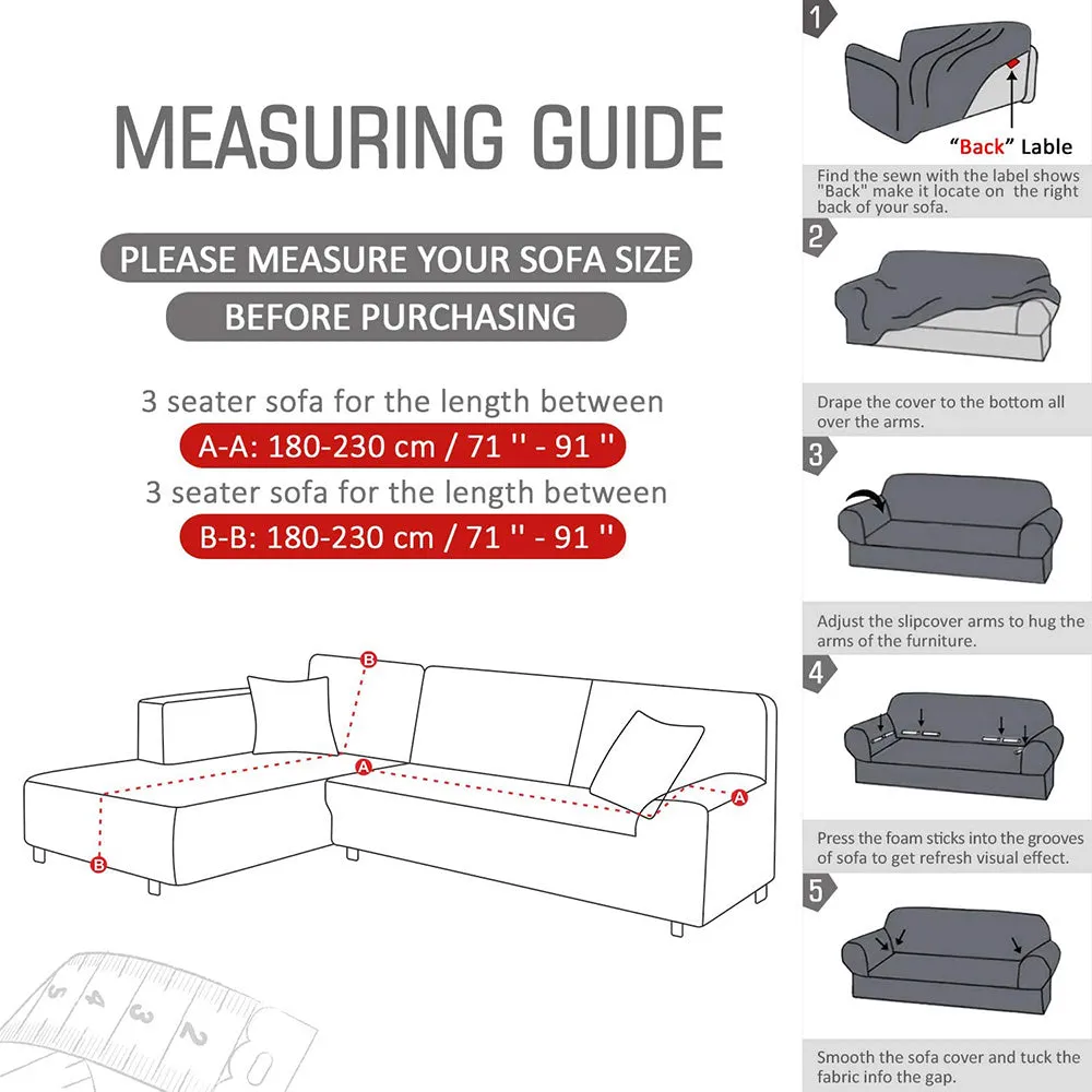 Jacquard Solid Color L-Shaped Sofa Cover (3 Seater 3 Seater)